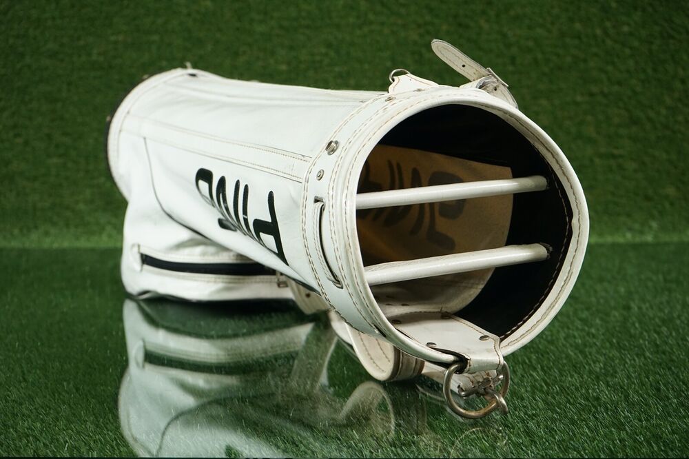 VINTAGE PING 3WAY DIVIDER GOLF CARRY 8” CART BAG, ALL WHITE/BLACK