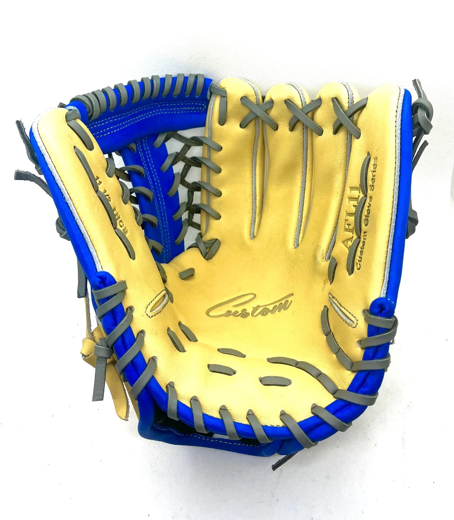 Custom Akadema Torino Series 11.50” Inch Modified Trapeze Blonde Blue Gray Infielder Glove