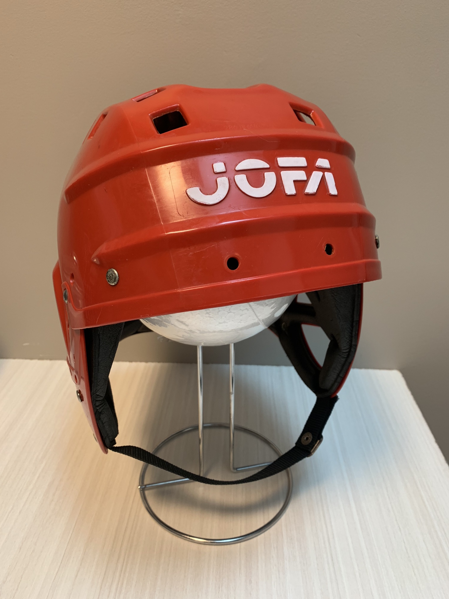 Jofa Vintage Red Hockey Helmet Made In Sweden 1980s Used Goalie Combo