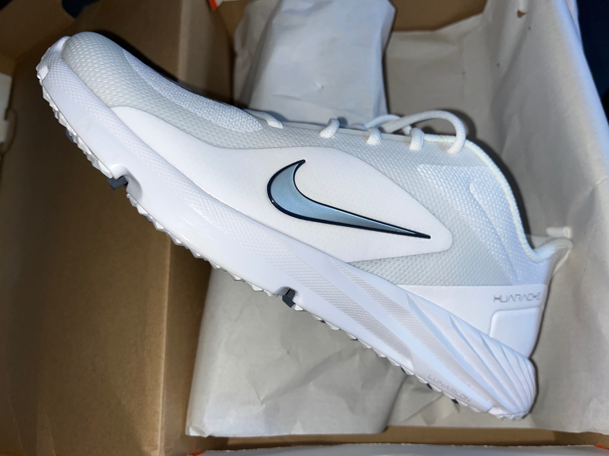 New Nike Lacrosse Lax White Unisex Turf Cleats Low Cut Alpha Huarache 8