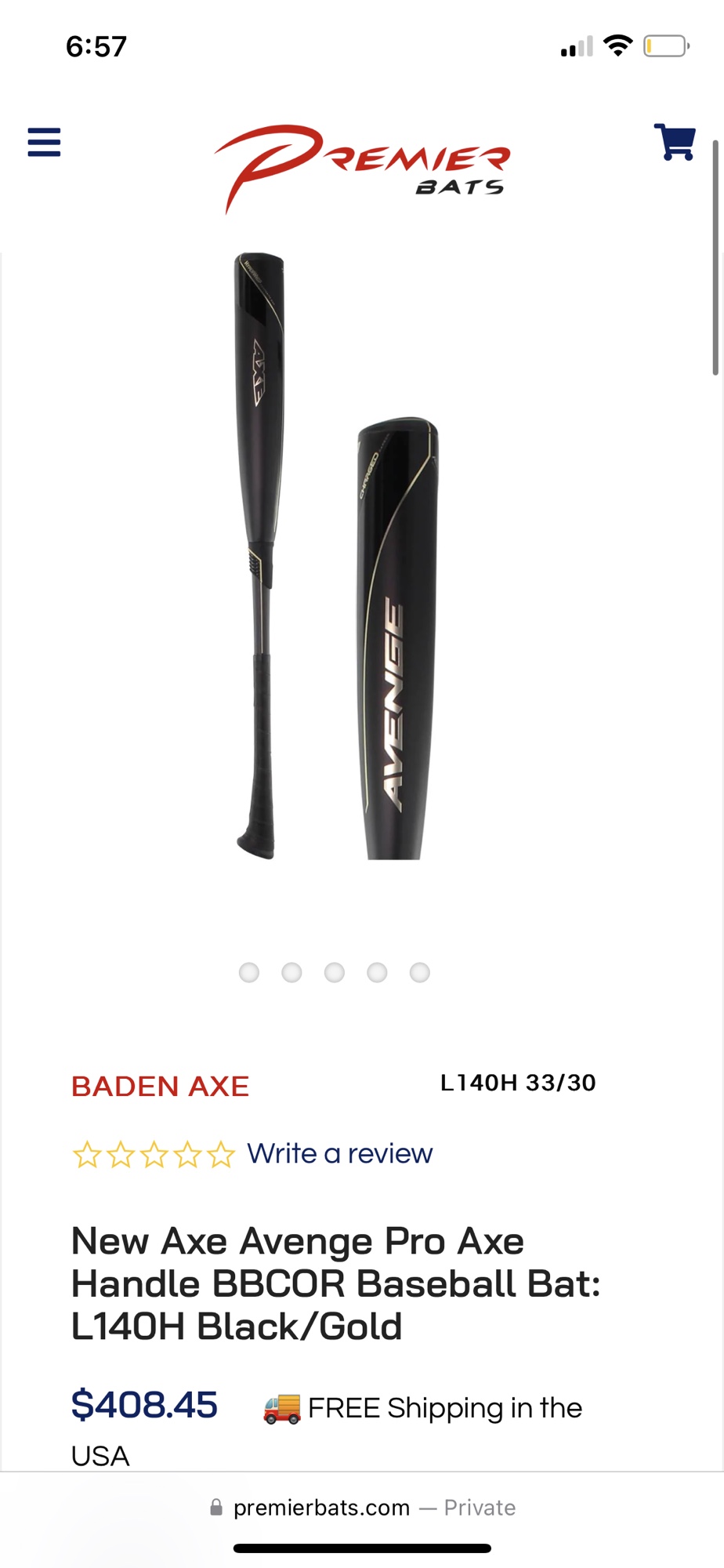 Axe Avenge Pro Axe Handle BBCOR Baseball Bat L140H Black/Gold