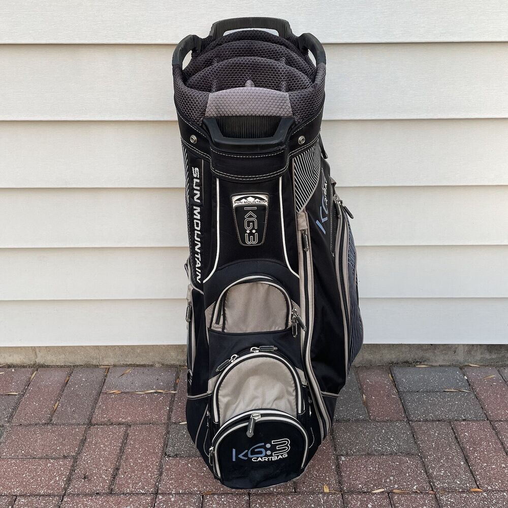 KG3 Sun Mountain Golf Cart Bag 14 Dividers Black Blue White READ