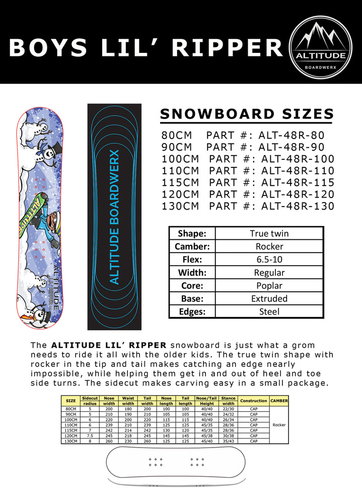 202223 BOYS LIL' RIPPER BEGINNER (ROCKER CAMBER) SNOWBOARD 90CM