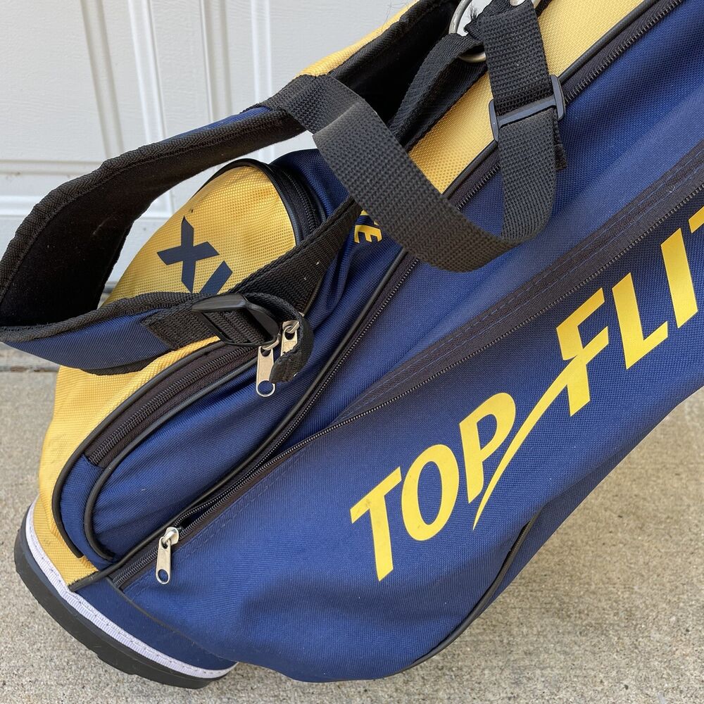 Top Flite XL Jr Stand Carry Golf Bag Navy Blue Yellow Youth Kids 3 Way