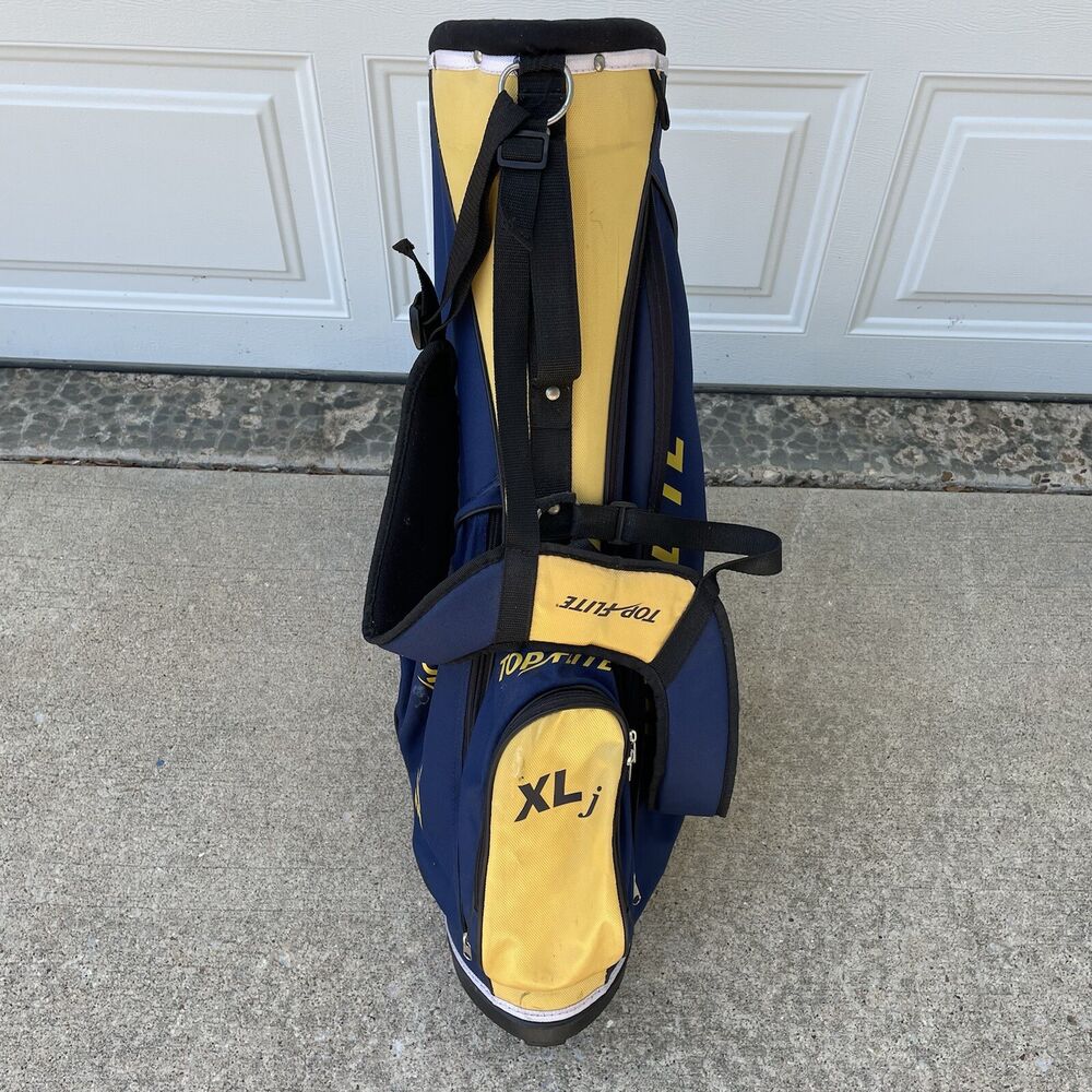 Top Flite XL Jr Stand Carry Golf Bag Navy Blue Yellow Youth Kids 3 Way