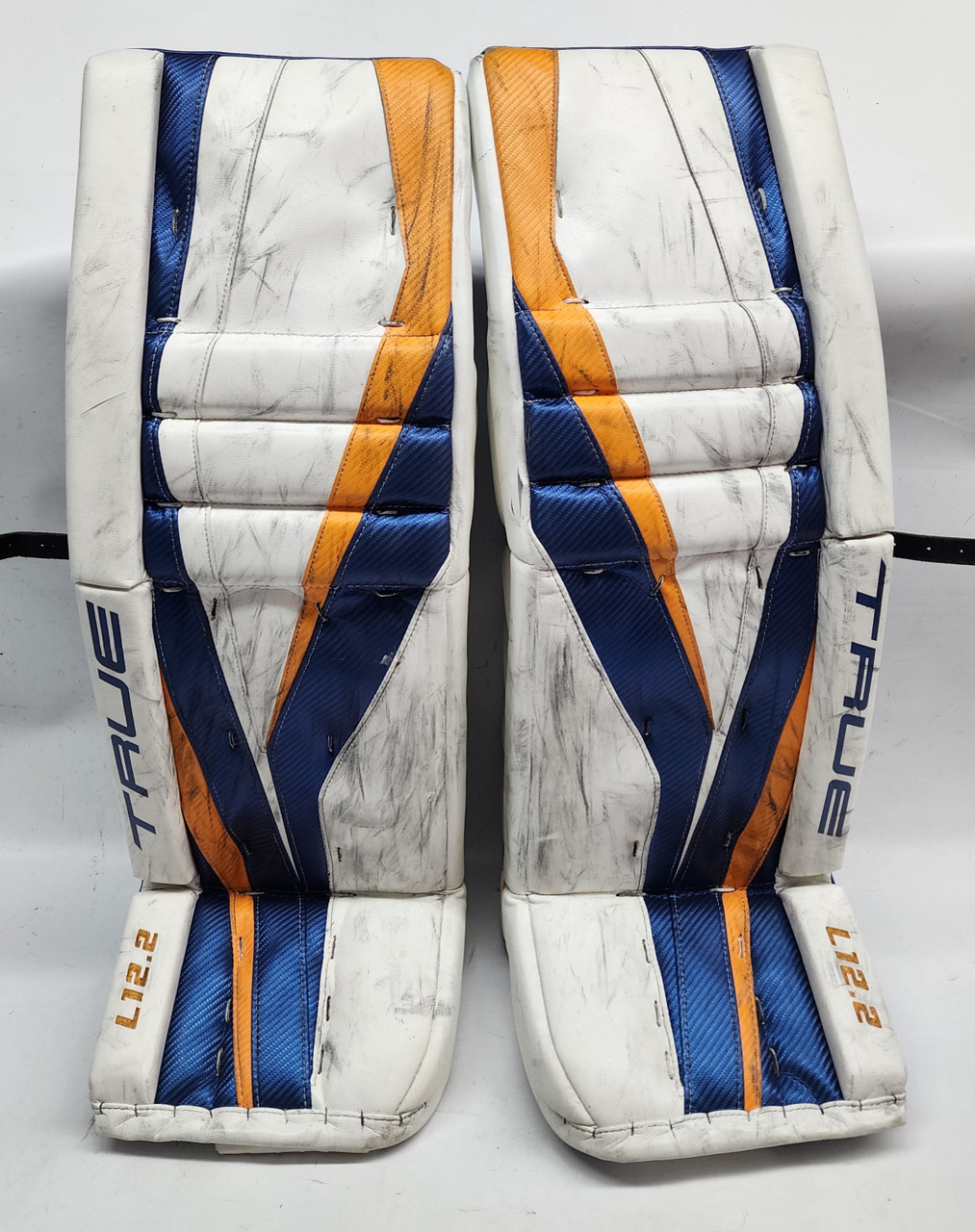 True L12.2 Goalie Custom Pro Stock Pads 34+2 Used AHL Hofer Blues (9442) SidelineSwap