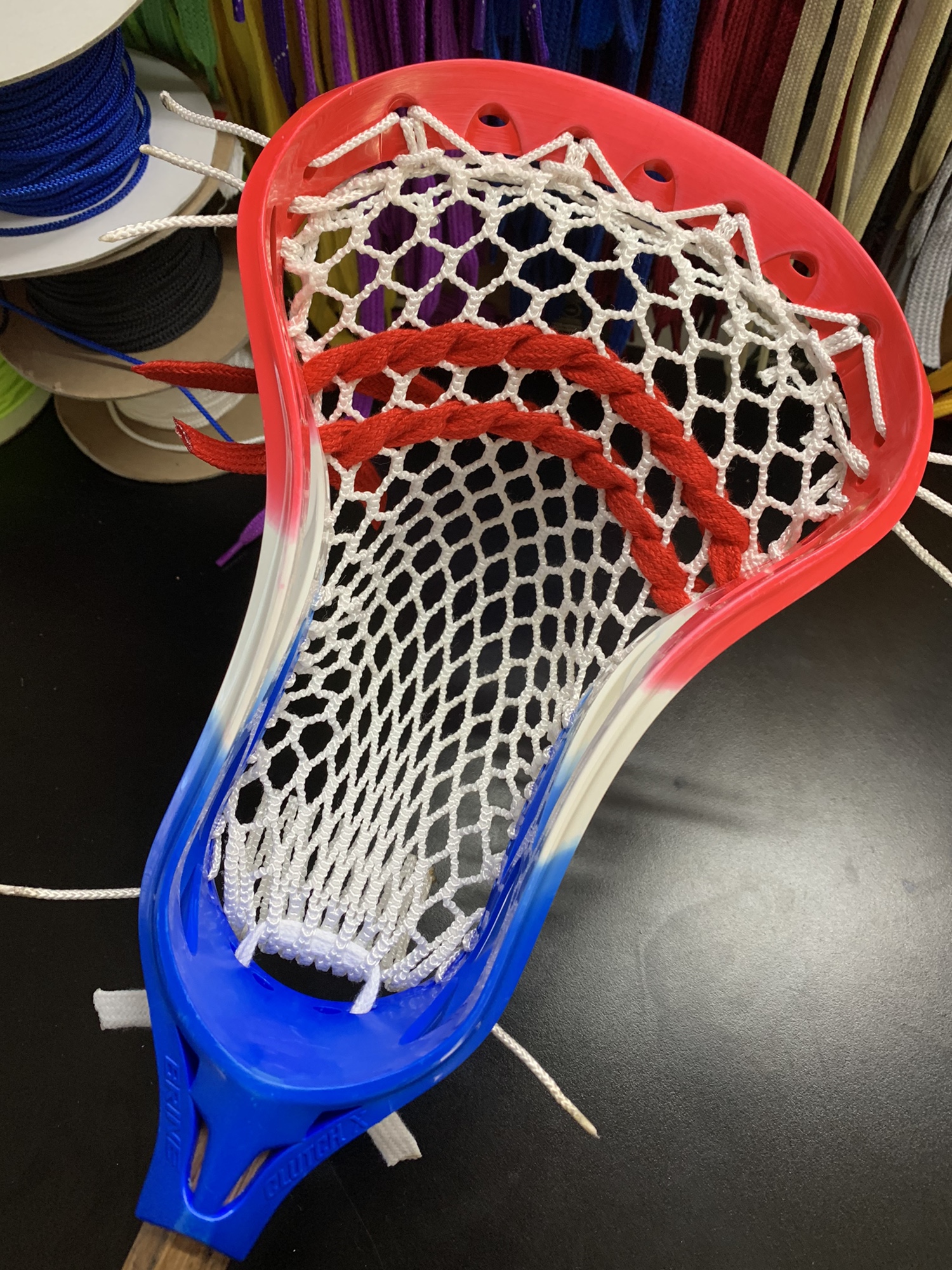 New Custom Strung/dyed Brine Clutch X lacrosse head w/ Semi Soft Mesh