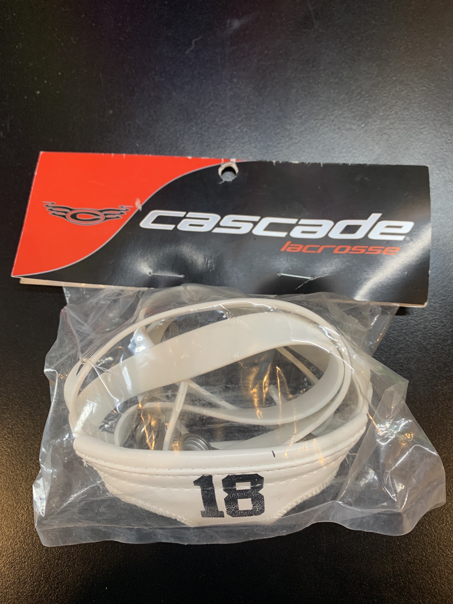 BRAND NEW Cascade Numbered Lacrosse Helmet Chin Strap White 18