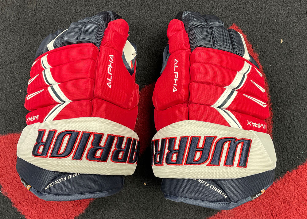 New 159 Warrior Alpha Pro Red White Blue Ice Hockey Gloves 14” Senior