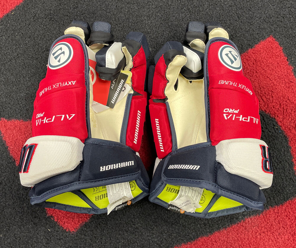 New 159 Warrior Alpha Pro Red White Blue Ice Hockey Gloves 14” Senior