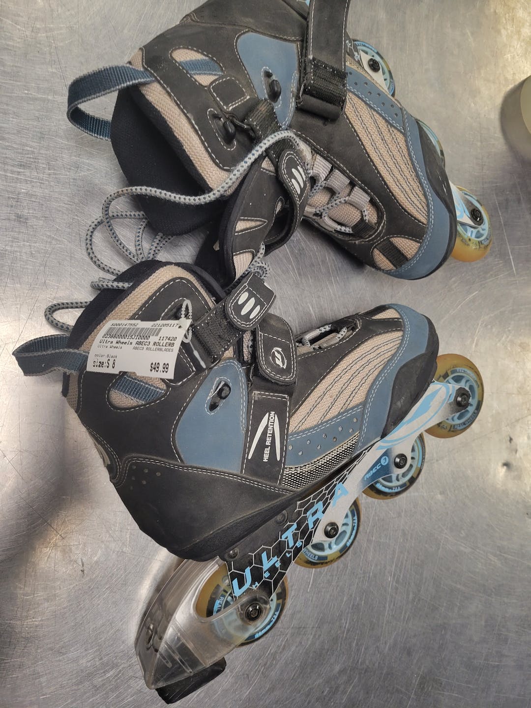 Used Ultra Wheels Abec3 Rollerblades Senior 8 Inline Skates Rec And