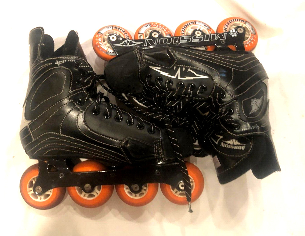Mission R Black Inline Roller Street Hockey Skates Size 8D *NICE