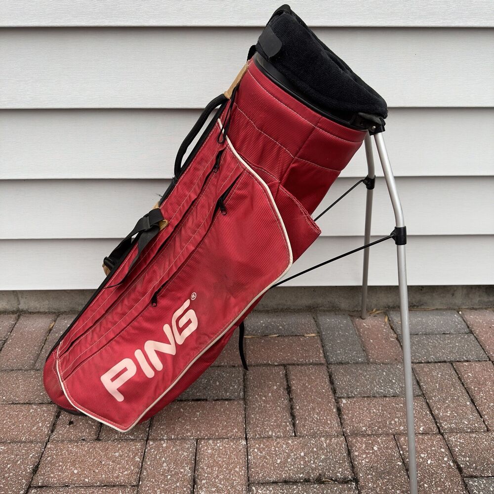 Vintage Ping Hoofer Stand Bag Red White Single Shoulder Strap 4 Way