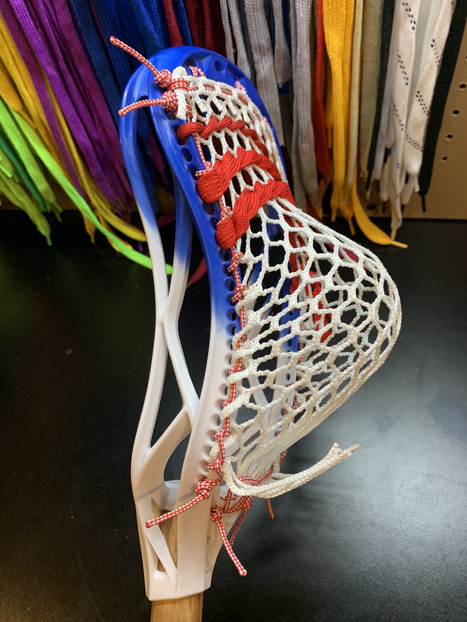 NEW Lacrosse head CUSTOM strung with semisoft mesh & mid pocket