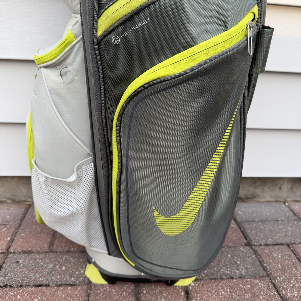 Nike E9 Golf Bag Club Cart Bag Gray Lime Green 14 Way Dividers H2O