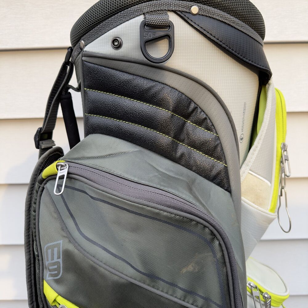 Nike E9 Golf Bag Club Cart Bag Gray Lime Green 14 Way Dividers H2O