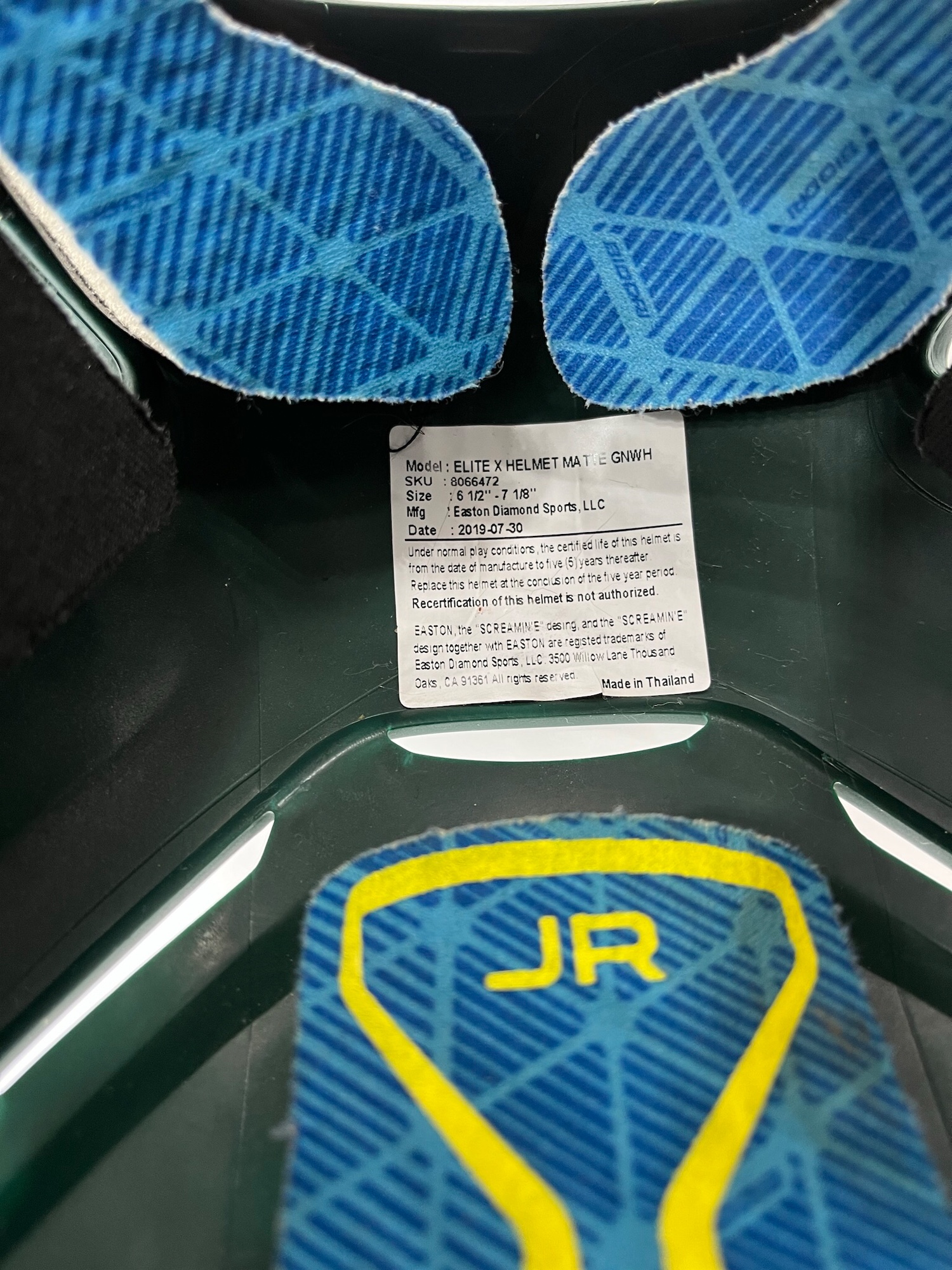 JR Junior Easton Elite X Batting Helmet DARK GREEN WHITE 6 1/2" 7 1/8