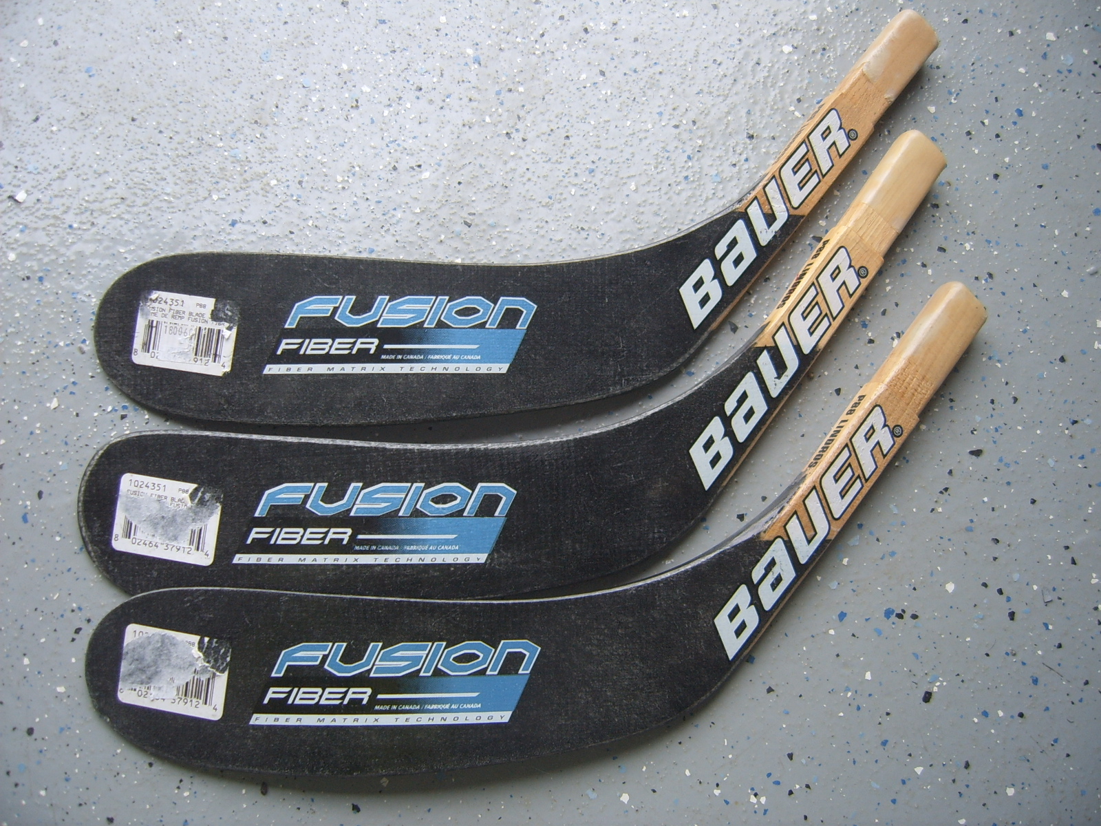 New set of 3 Bauer Fusion Fiber Left Handed (LH) Hockey Stick Blades