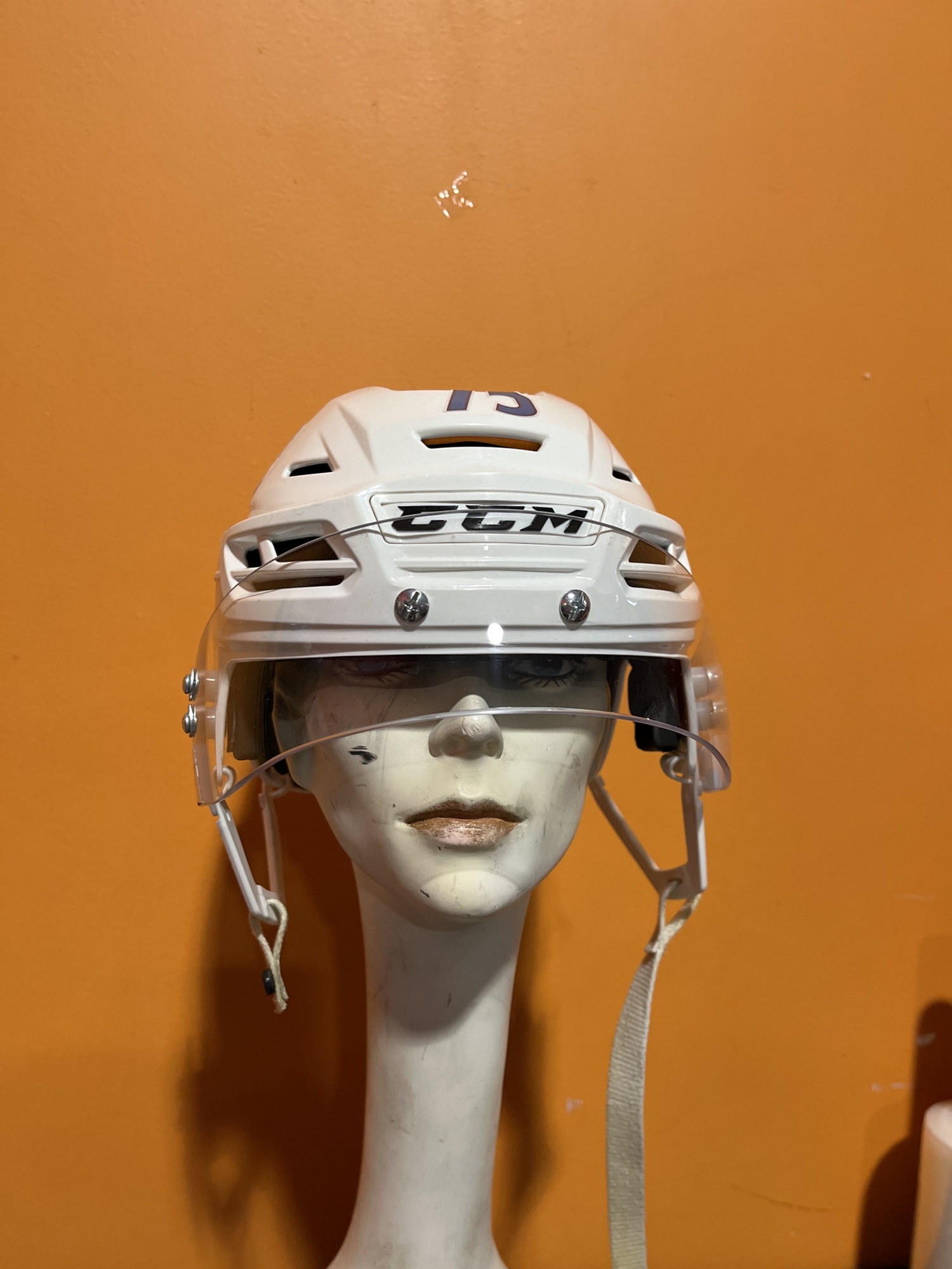 Used White CCM Tacks 710 Pro Stock Helmet Colorado Avalanche 75 Medium