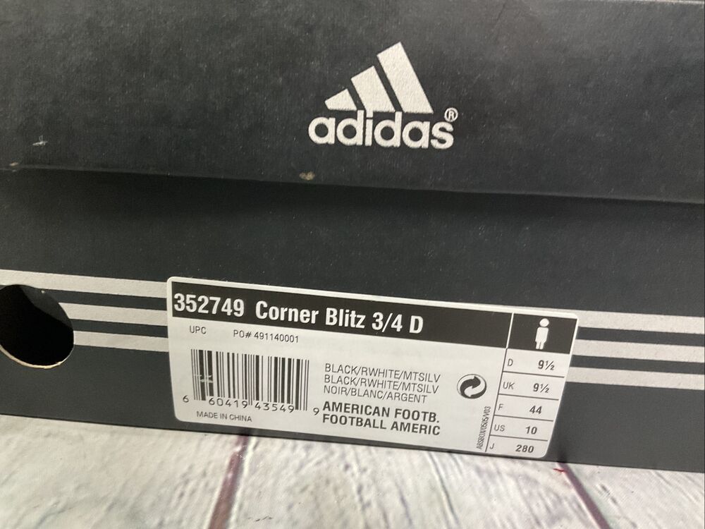 Adidas Corner Blitz 3/4 D Mens Football Cleats Size 10 Black White New