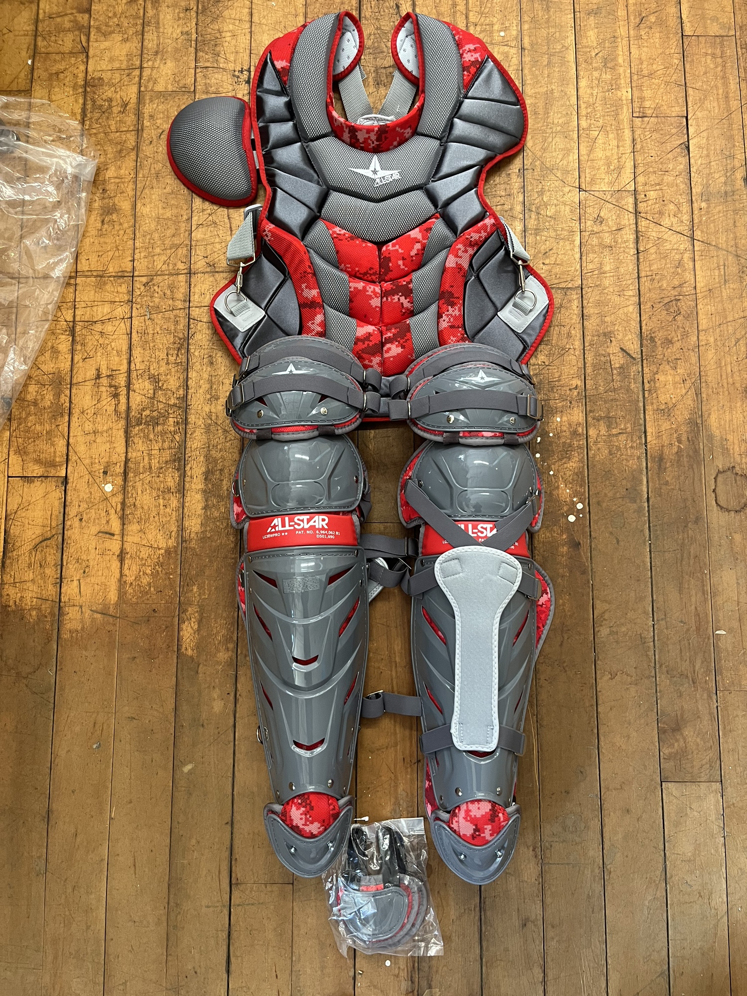 New AllStar Classic Pro Catcher's Red and Grey Camo Set SidelineSwap