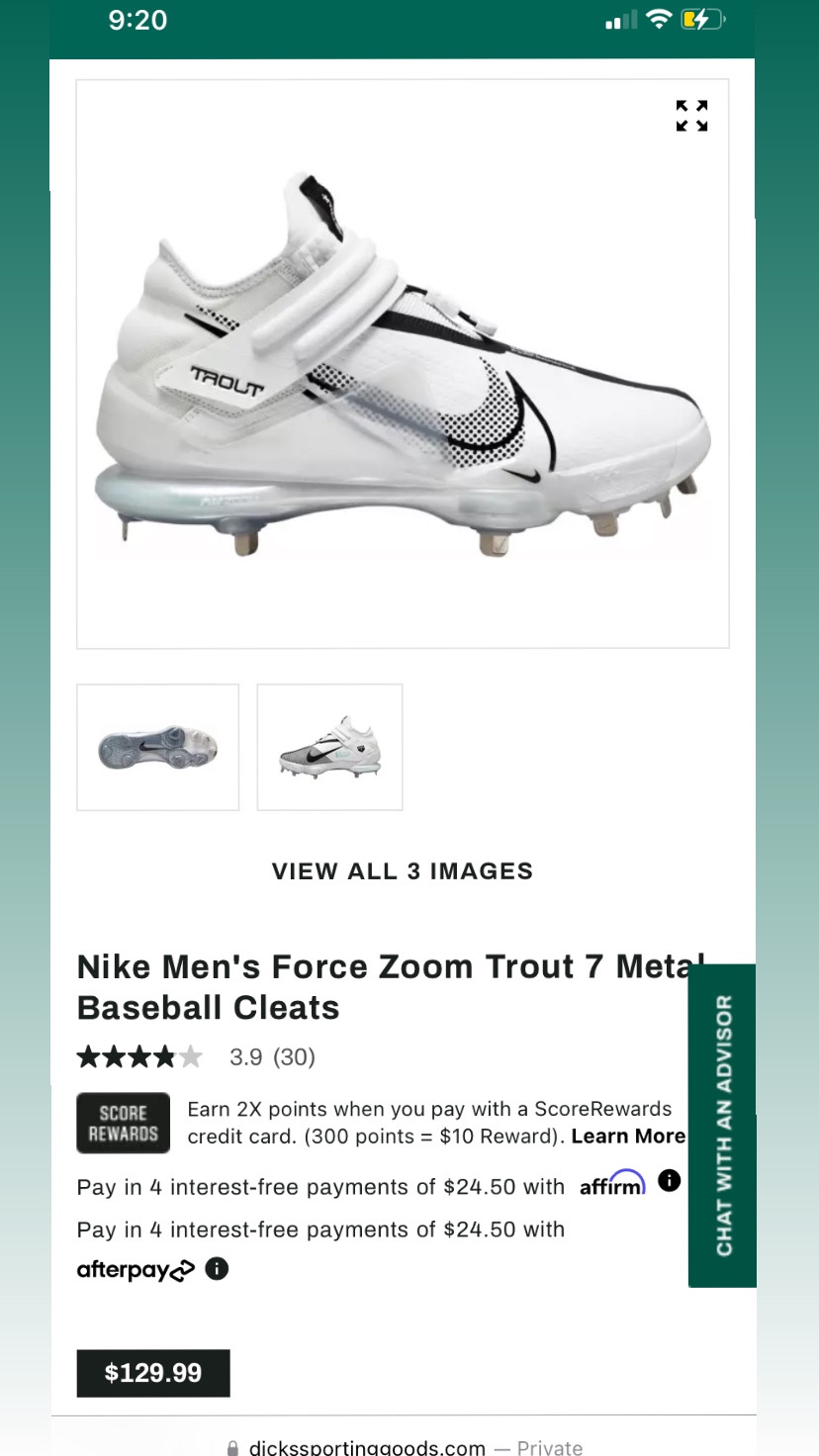 Nike Men's Force Zoom Trout 7 Meta' Baseball Cleats SidelineSwap