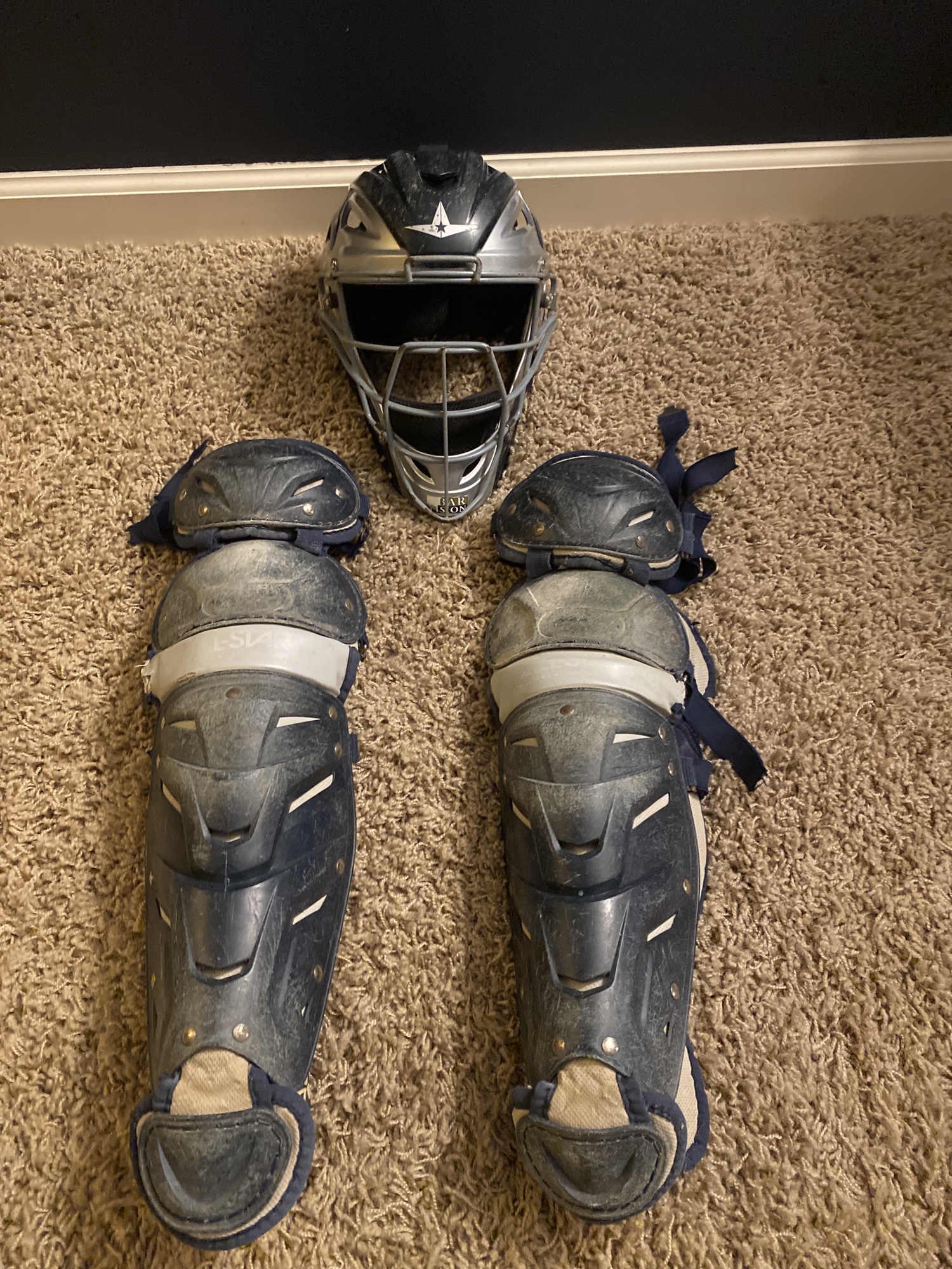 Baseball catchers gear, knee pads and helmet SidelineSwap