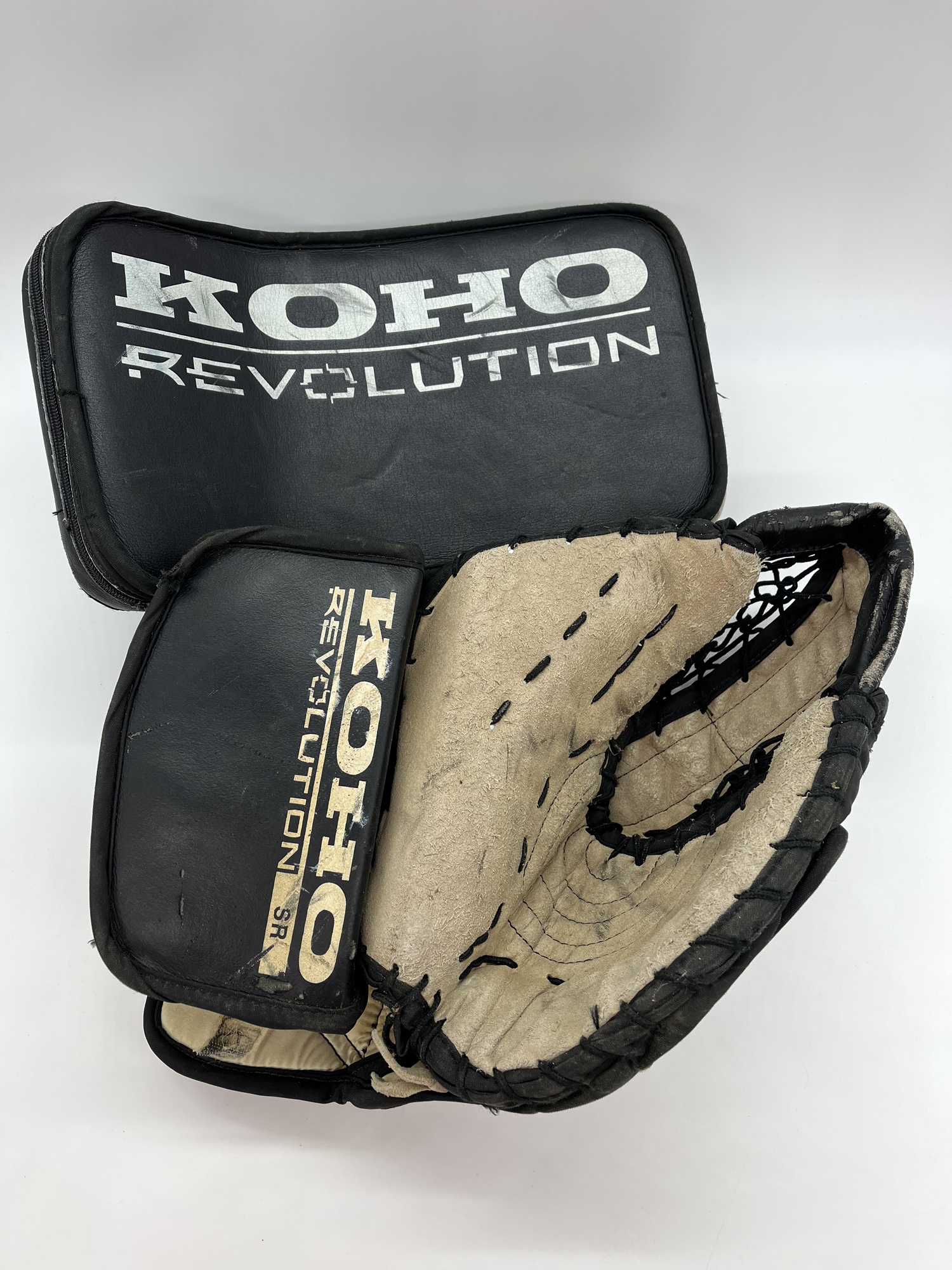 VINTAGE Koho Revolution LARGE Goalie Blocker and Glove Set BLACK