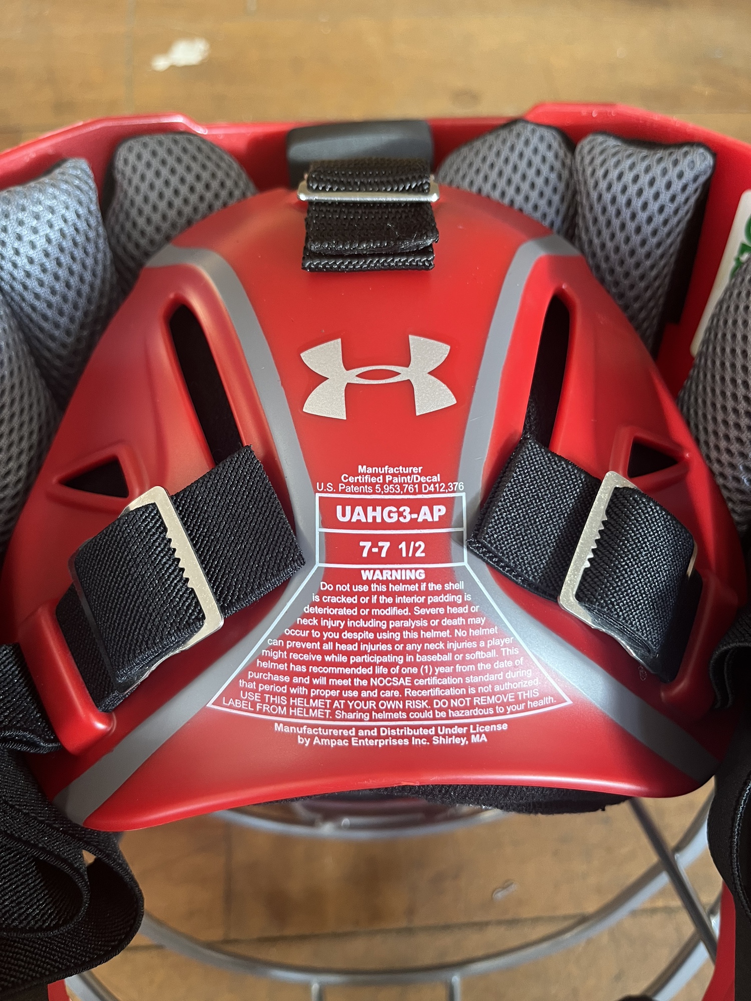 New Adult Under Armour Scarlet and Graphite UAHG3AP Catcher's Helmet SidelineSwap