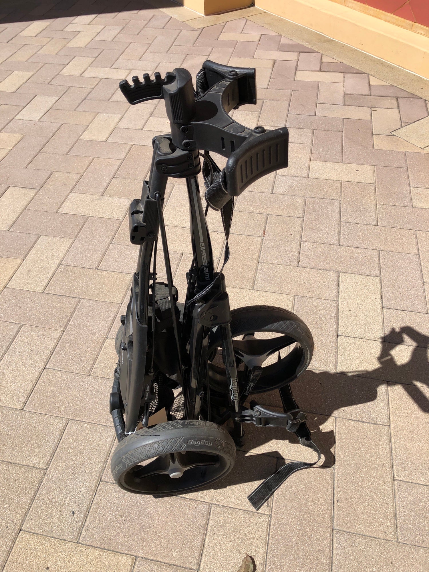 Black Used Bag Boy Express Auto Push Cart SidelineSwap