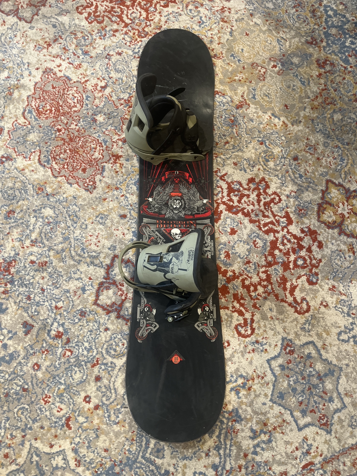 Burton white collection snowboard with bindings
