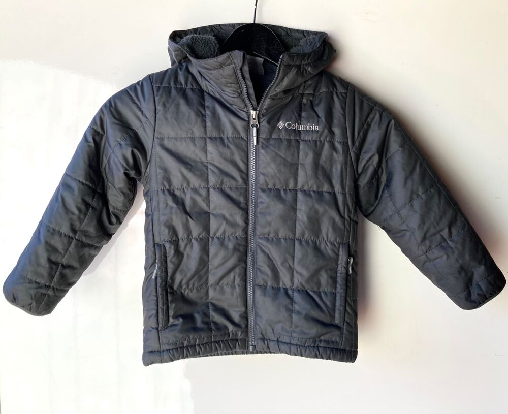 Columbia Kid/Boy/Girl Black Hooded FleeceLined Puffer Coat JacketSz
