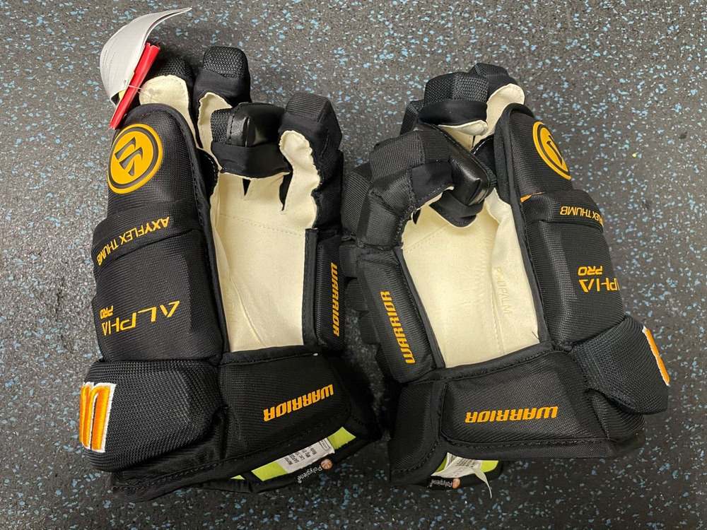 New 159 Warrior Alpha Pro Black Sport Gold Yellow Ice Hockey Gloves 14