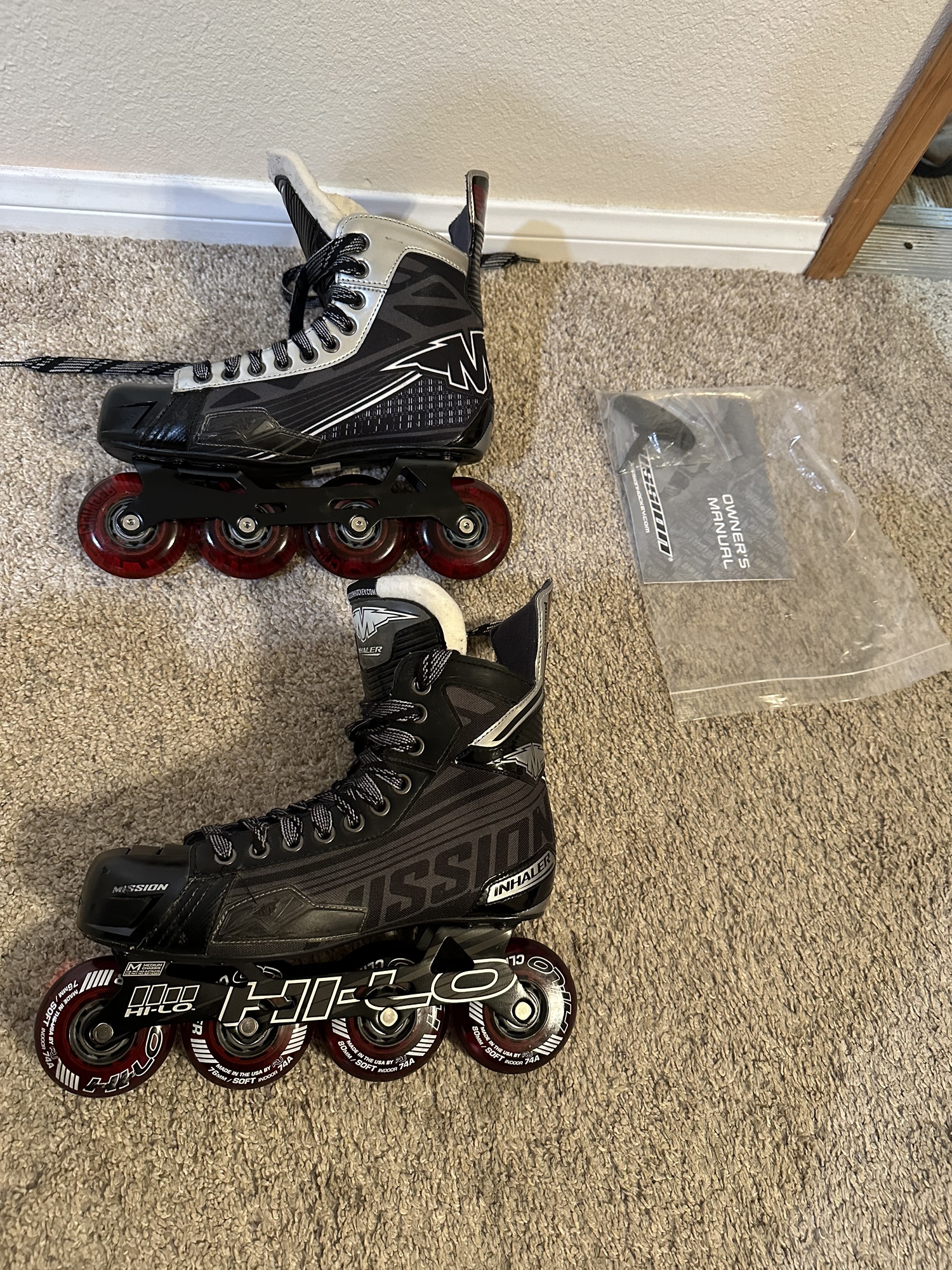 Mission Wide Width Size 8 Inhaler DS5 Inline Skates (Excellent