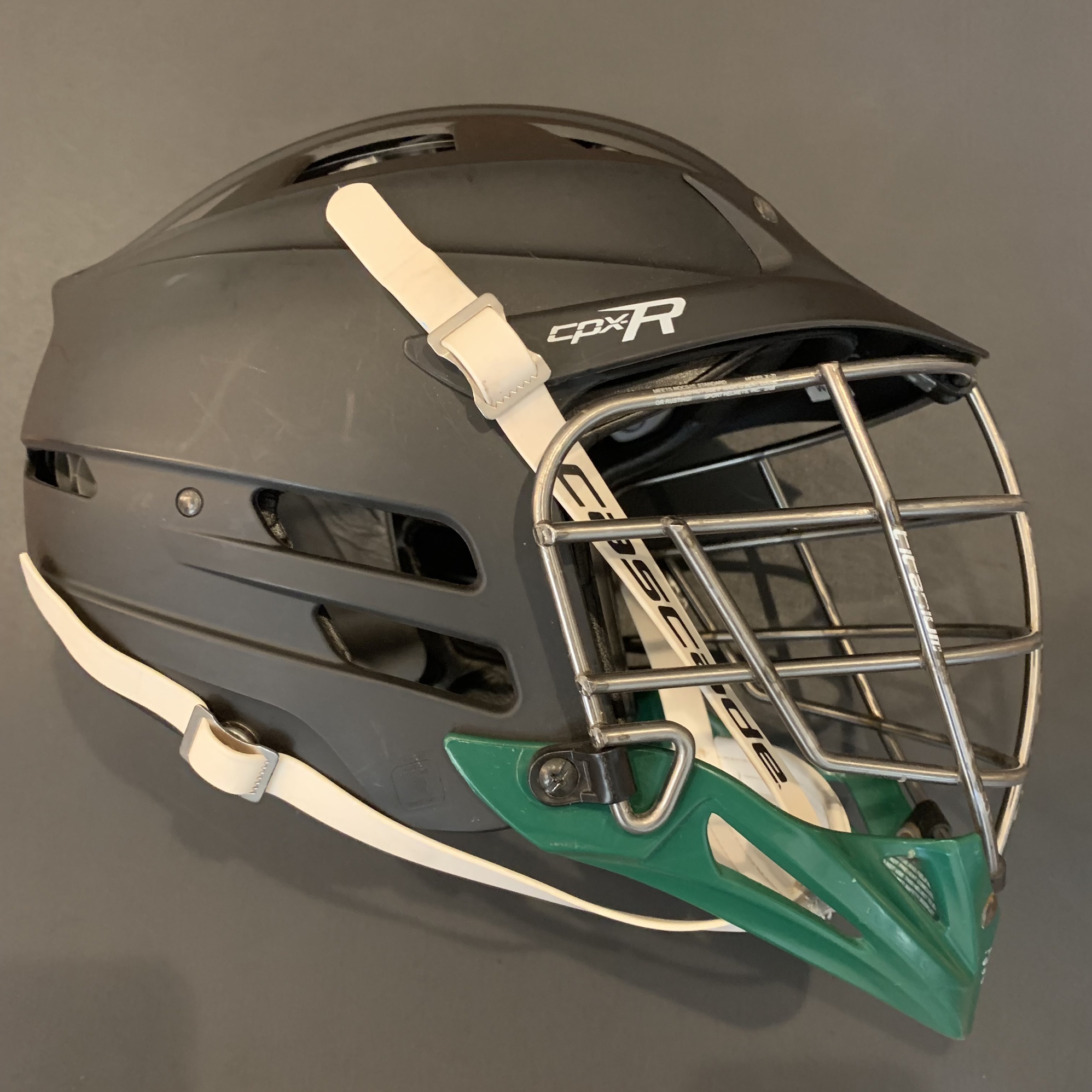 Matte Black Cascade CPXR with Titanium Cage & Forest Green Chin