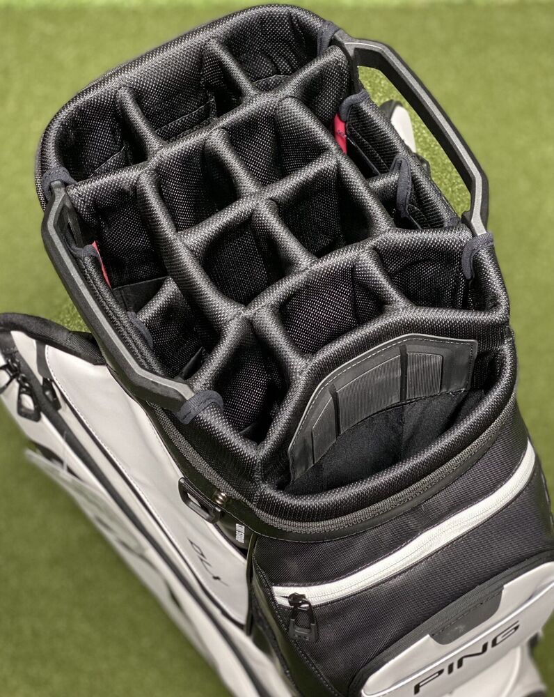 PING DLX Cart Golf Bag 15Way Divider White/Black w/ Rain Hood New