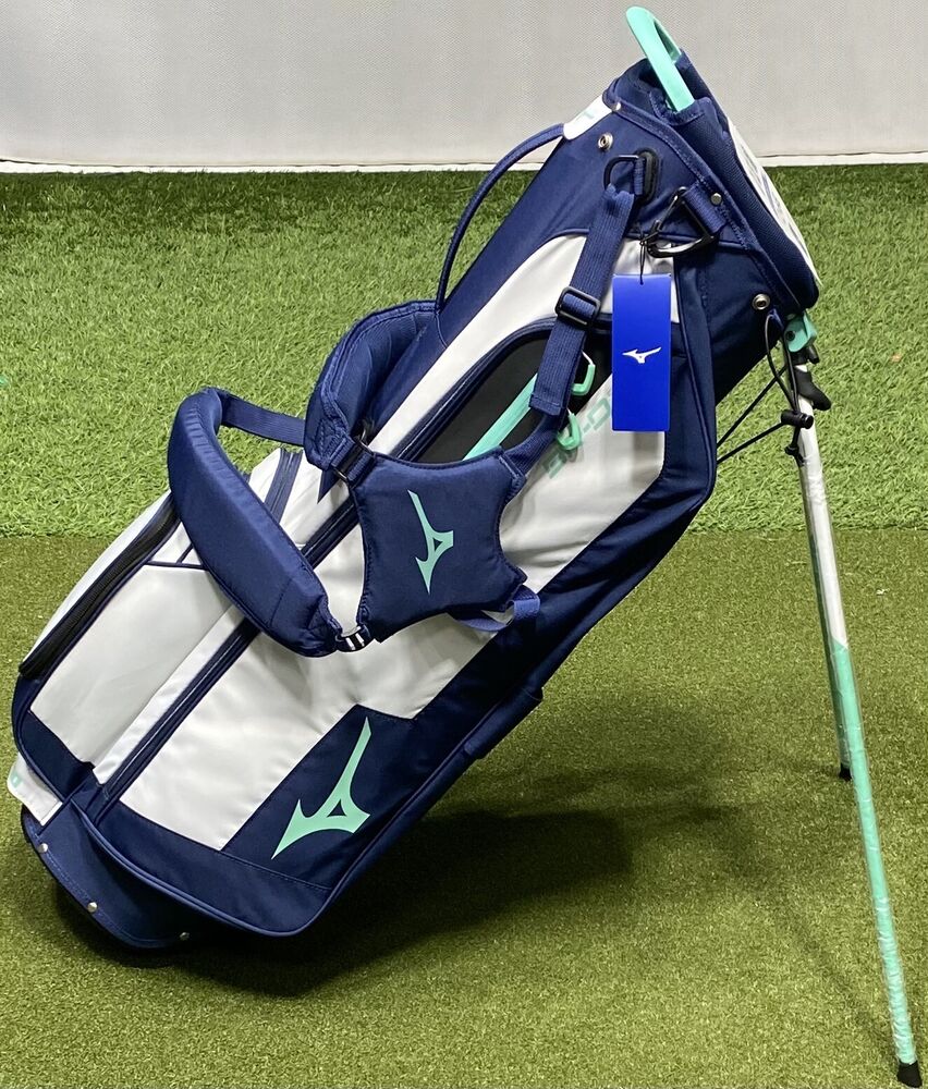 Mizuno BRD3 Carry Stand Golf Bag Blue White 4Way Top w/ Rain Hood New