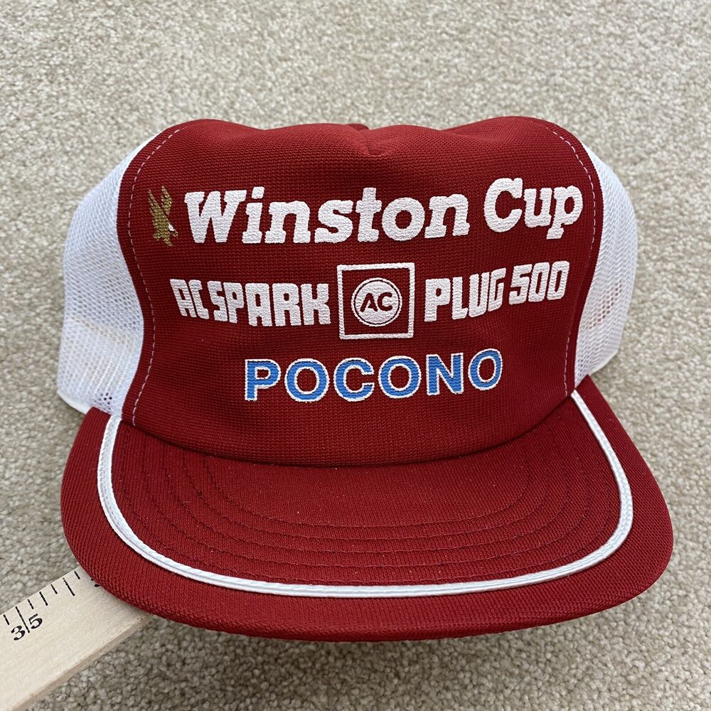 Winston Cup Pocono Hat Snapback Trucker Cap Mesh Vintage 80s NASCAR 500