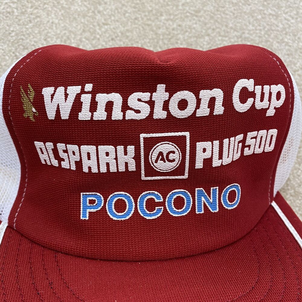 Winston Cup Pocono Hat Snapback Trucker Cap Mesh Vintage 80s NASCAR 500
