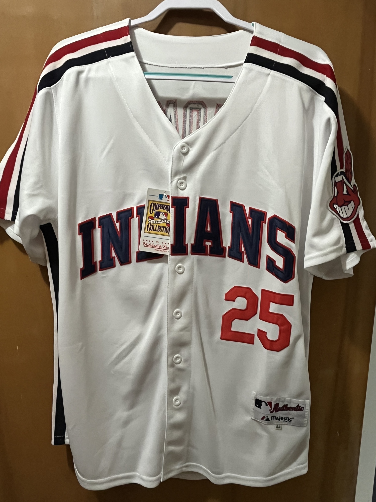 Throwback Jim Thome Cleveland Indians 25 Size 44 Baseball Jersey New