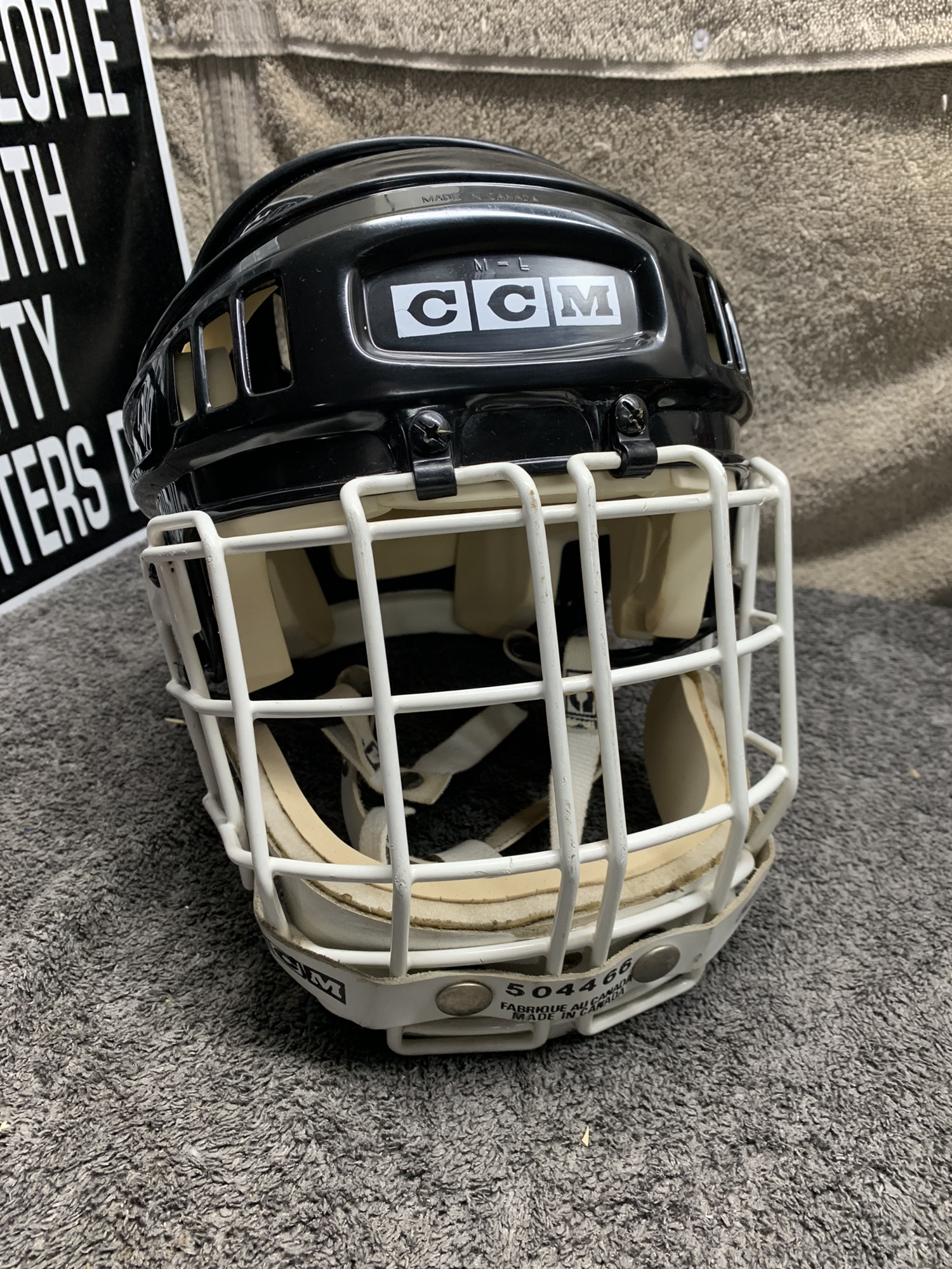 VINTAGE HT2 CCM HOCKEY HELMET 7 5 8 RARE GOALIE CAGE SidelineSwap vintage-ht2-ccm-hockey-helmet-7-5-8-rare-goalie-cage-sidelineswap