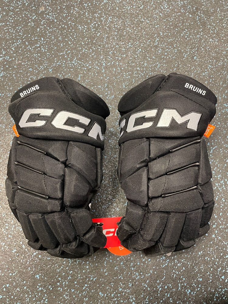 New CCM Jetspeed NHL Pro Stock Boston Bruins Ice Hockey Gloves Senior