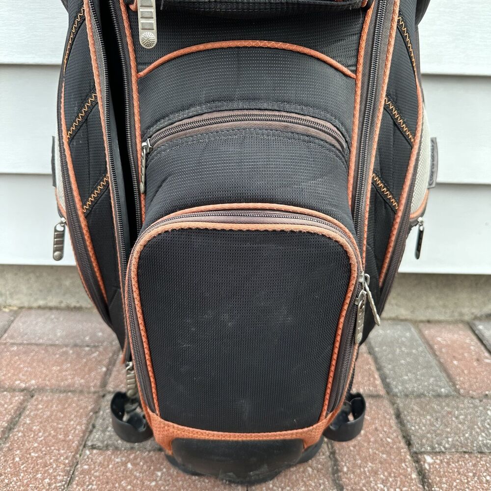 BagBoy GripLok Swivel 14 Club Golf Cart Bag Black Orange Gray 14 Way