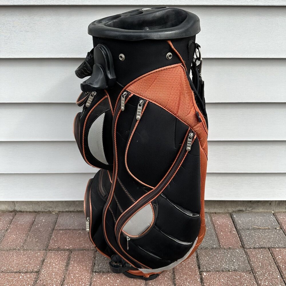 BagBoy GripLok Swivel 14 Club Golf Cart Bag Black Orange Gray 14 Way