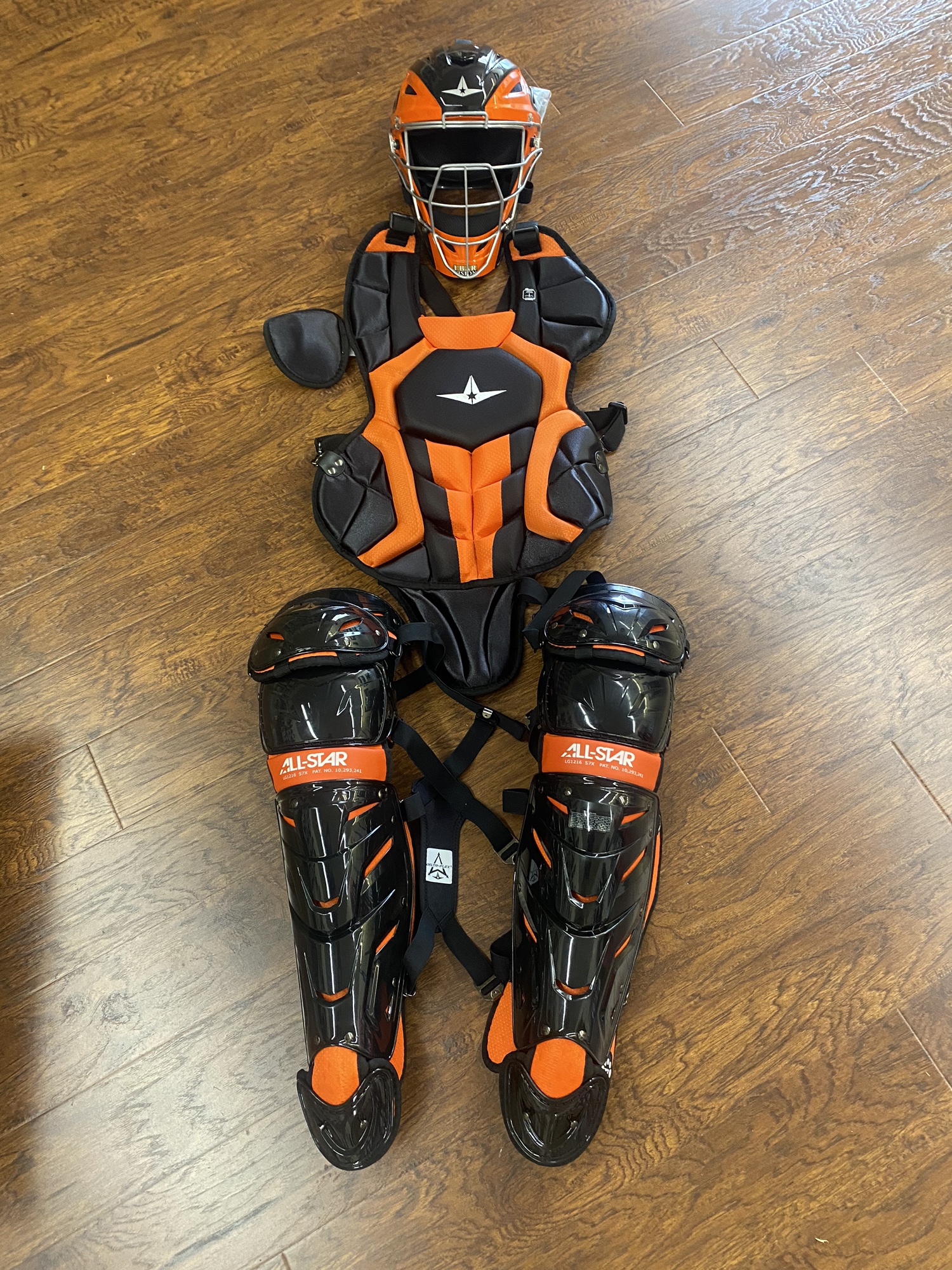 All Star System 7 Catcher's Set Intermediate 1216 Black Orange New