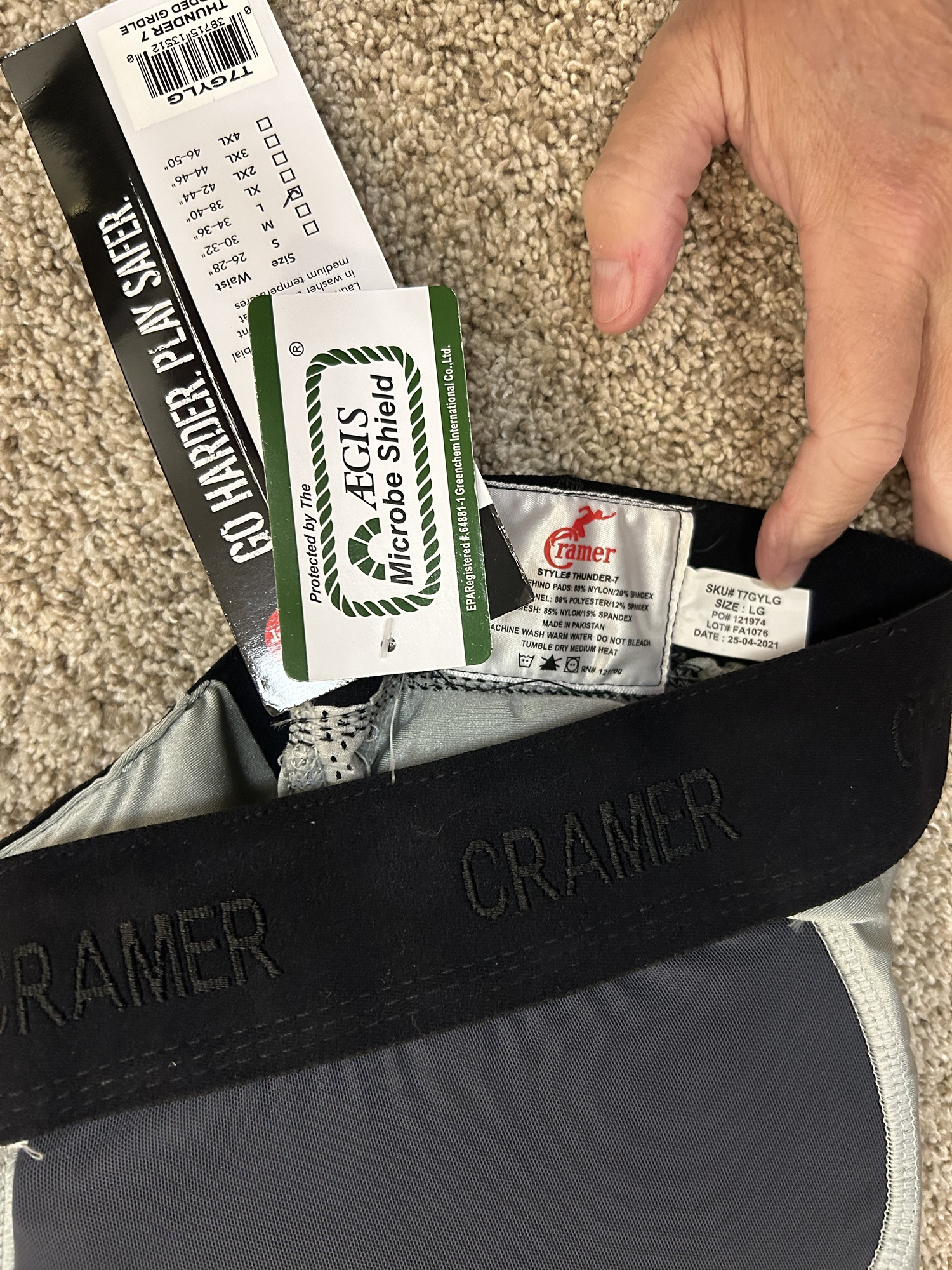 New Cramer Thunder 7 Pad Football Girdle with Integrated Hip, Thigh and