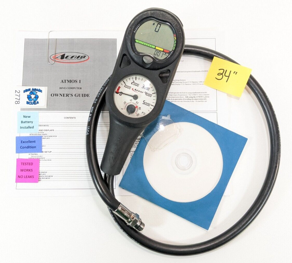 Aeris Atmos 1 Computer Console Scuba Dive 2 Gauge with 5000 PSI SPG & Compass SidelineSwap