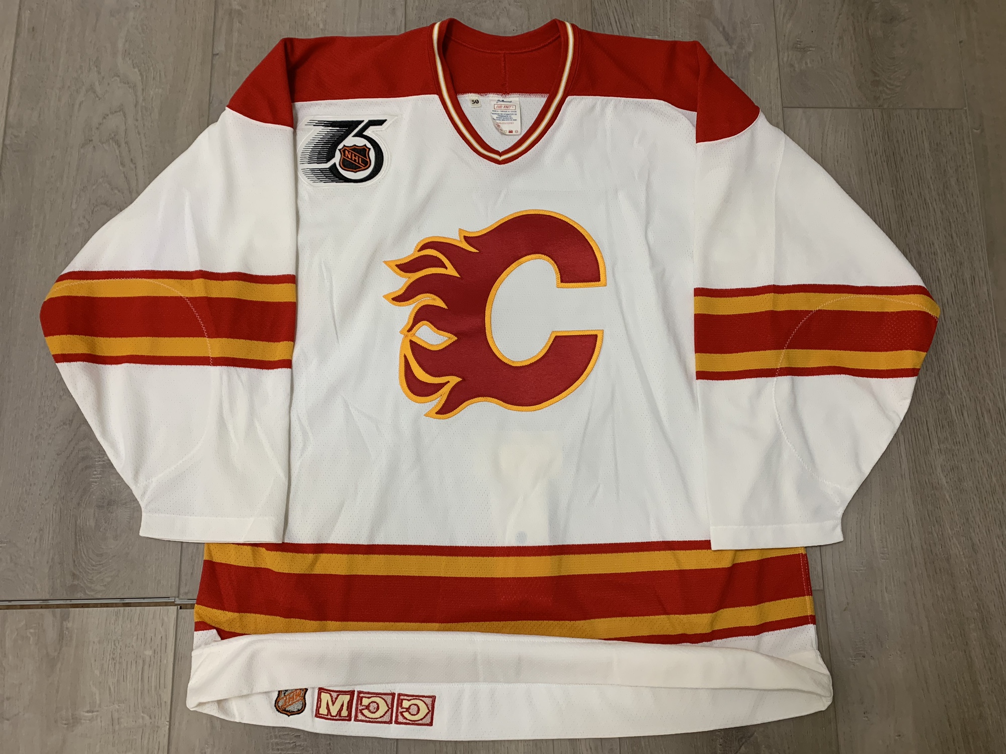 199192 Calgary Flames 75th Anniversary Size 50 CCM Center Ice
