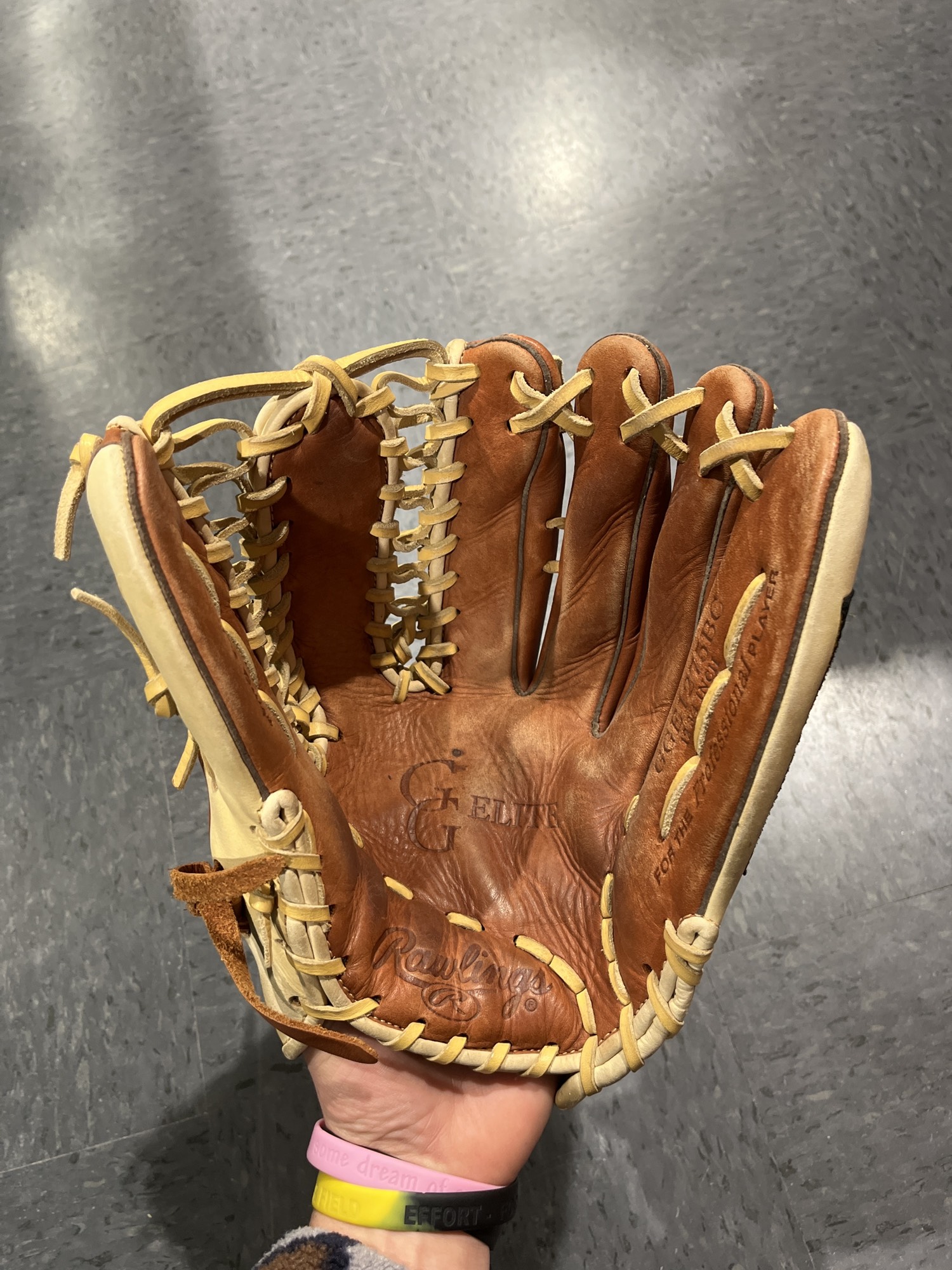Tan Used Rawlings Gold Glove Elite Right Hand Throw Outfield Baseball