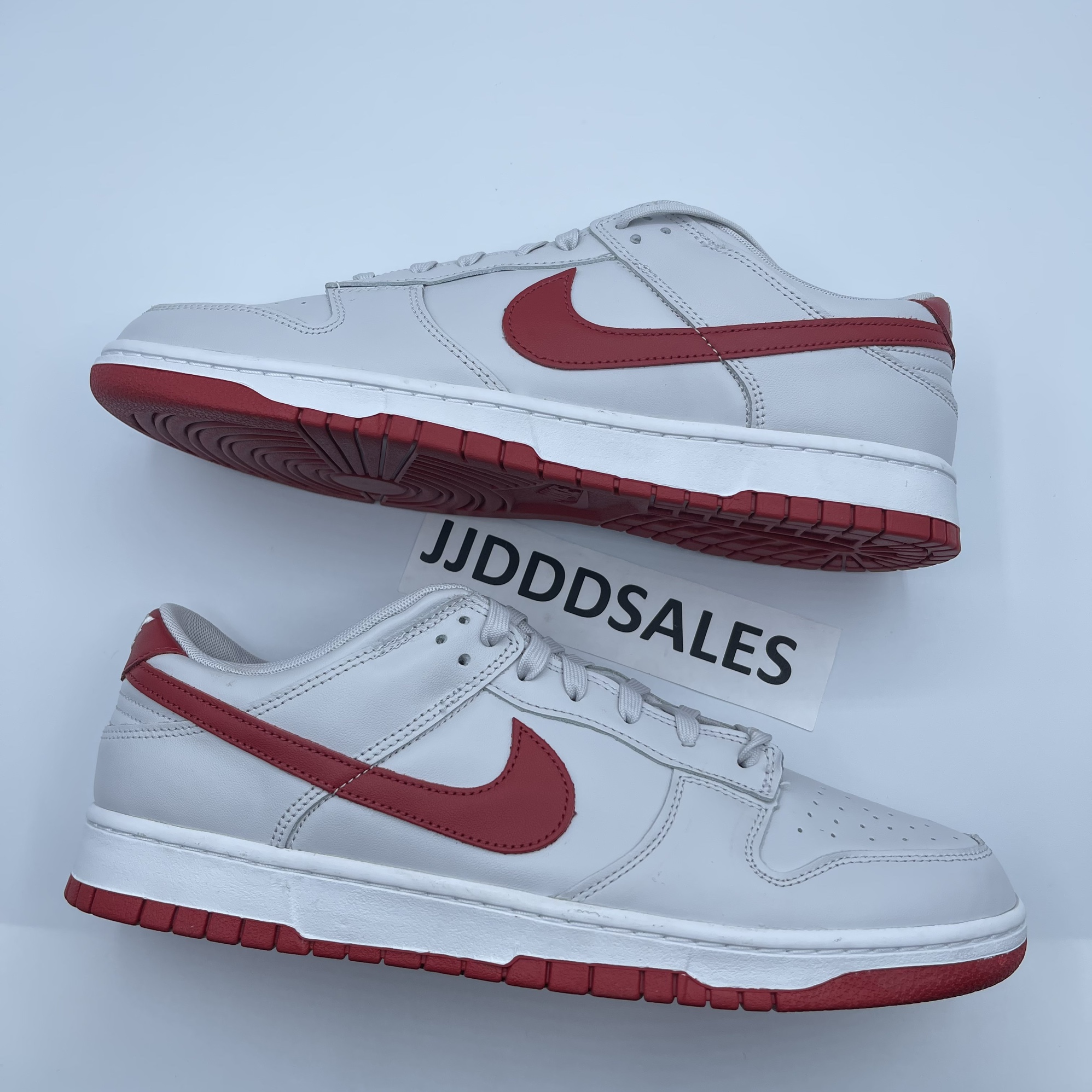 dunk low grey red white